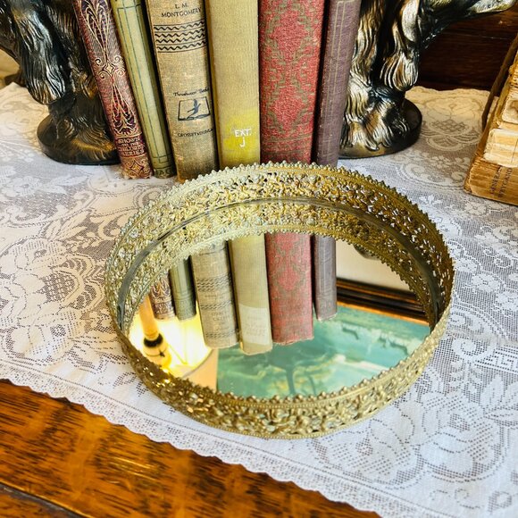 Vintage Other - ❌SOLD❌VTG Brass Hollywood Regency Vanity mirror/tray